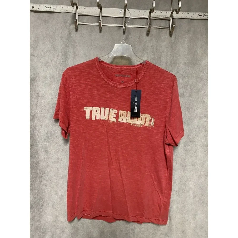 True Religion Shirt Men 3XL‎ Red Spell Out Preppy Football Tee Vintage Y2K NWT